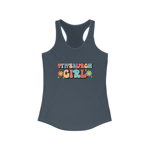 Women's Racerback Tank - Pittsburgh Girl Retro Tang Top, Lightweight Cotton Blend Tank Top - YinzerShop