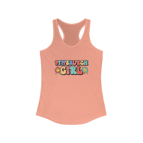 Women's Racerback Tank - Pittsburgh Girl Retro Tang Top, Lightweight Cotton Blend Tank Top - YinzerShop