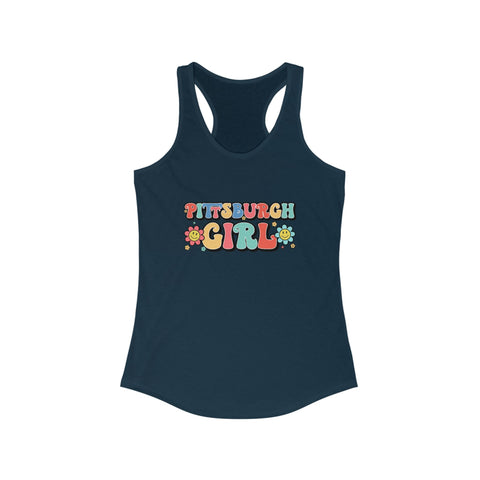 Women's Racerback Tank - Pittsburgh Girl Retro Tang Top, Lightweight Cotton Blend Tank Top - YinzerShop
