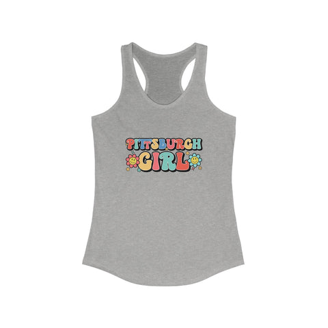 Women's Racerback Tank - Pittsburgh Girl Retro Tang Top, Lightweight Cotton Blend Tank Top - YinzerShop