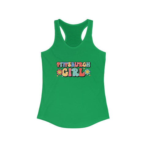 Women's Racerback Tank - Pittsburgh Girl Retro Tang Top, Lightweight Cotton Blend Tank Top - YinzerShop