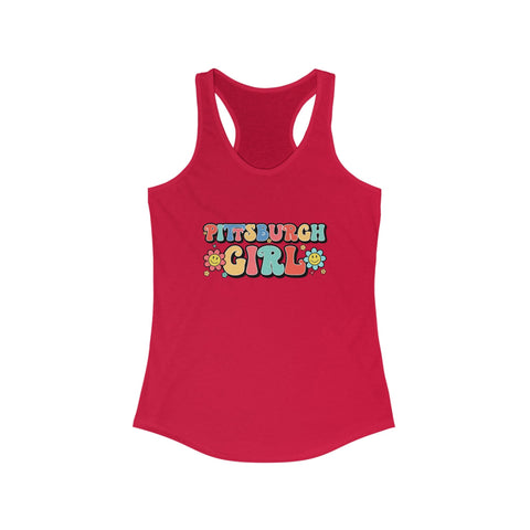 Women's Racerback Tank - Pittsburgh Girl Retro Tang Top, Lightweight Cotton Blend Tank Top - YinzerShop