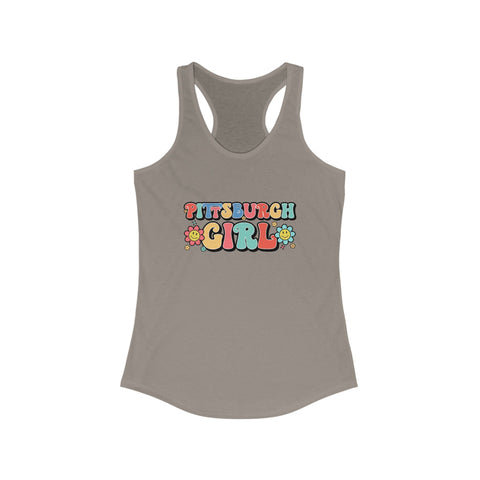 Women's Racerback Tank - Pittsburgh Girl Retro Tang Top, Lightweight Cotton Blend Tank Top - YinzerShop