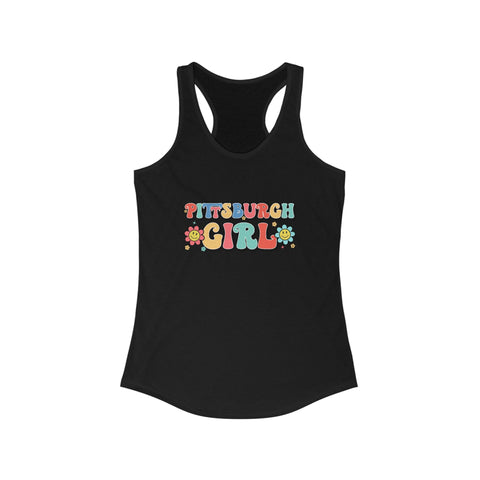 Women's Racerback Tank - Pittsburgh Girl Retro Tang Top, Lightweight Cotton Blend Tank Top - YinzerShop