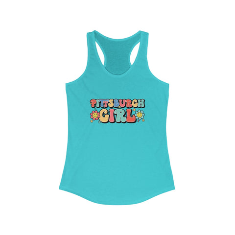 Women's Racerback Tank - Pittsburgh Girl Retro Tang Top, Lightweight Cotton Blend Tank Top - YinzerShop