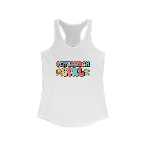 Women's Racerback Tank - Pittsburgh Girl Retro Tang Top, Lightweight Cotton Blend Tank Top - YinzerShop