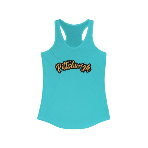Women's Racerback Tank - Pittsburgh Grunge Next Level 1533 Fitted Lightweight Top Tank Top - YinzerShop