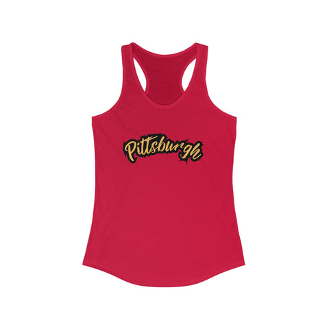 Women's Racerback Tank - Pittsburgh Grunge Next Level 1533 Fitted Lightweight Top Tank Top - YinzerShop