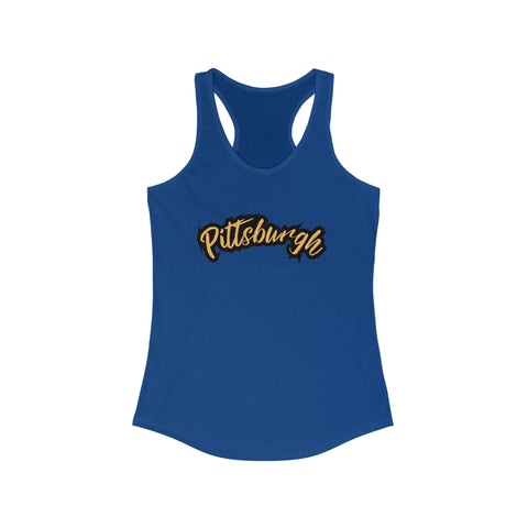 Women's Racerback Tank - Pittsburgh Grunge Next Level 1533 Fitted Lightweight Top Tank Top - YinzerShop