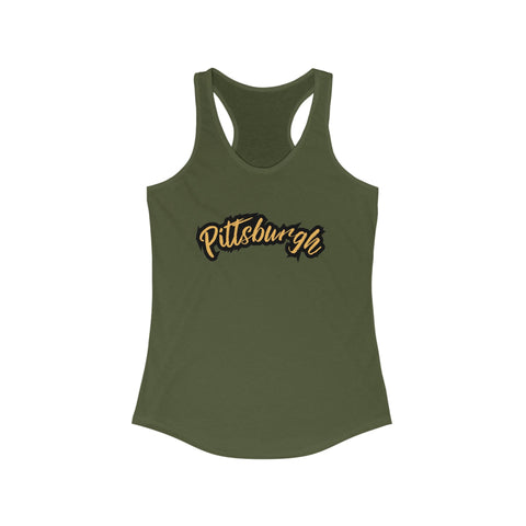 Women's Racerback Tank - Pittsburgh Grunge Next Level 1533 Fitted Lightweight Top Tank Top - YinzerShop
