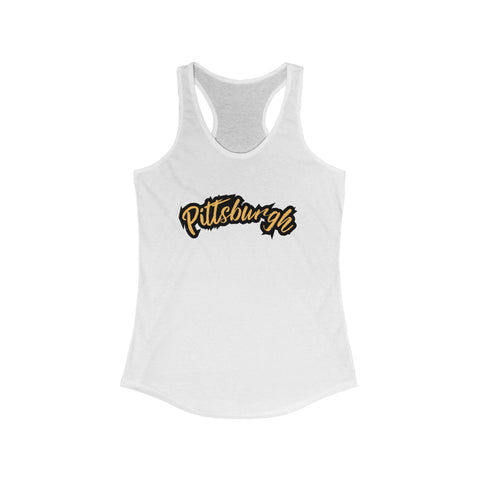 Women's Racerback Tank - Pittsburgh Grunge Next Level 1533 Fitted Lightweight Top Tank Top - YinzerShop