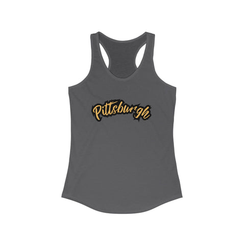 Women's Racerback Tank - Pittsburgh Grunge Next Level 1533 Fitted Lightweight Top Tank Top - YinzerShop