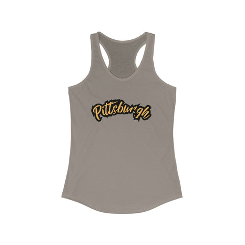 Women's Racerback Tank - Pittsburgh Grunge Next Level 1533 Fitted Lightweight Top Tank Top - YinzerShop