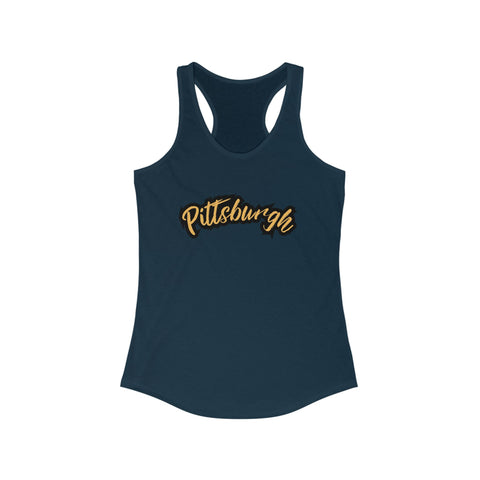 Women's Racerback Tank - Pittsburgh Grunge Next Level 1533 Fitted Lightweight Top Tank Top - YinzerShop