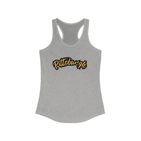 Women's Racerback Tank - Pittsburgh Grunge Next Level 1533 Fitted Lightweight Top Tank Top - YinzerShop