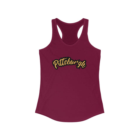Women's Racerback Tank - Pittsburgh Grunge Next Level 1533 Fitted Lightweight Top Tank Top - YinzerShop