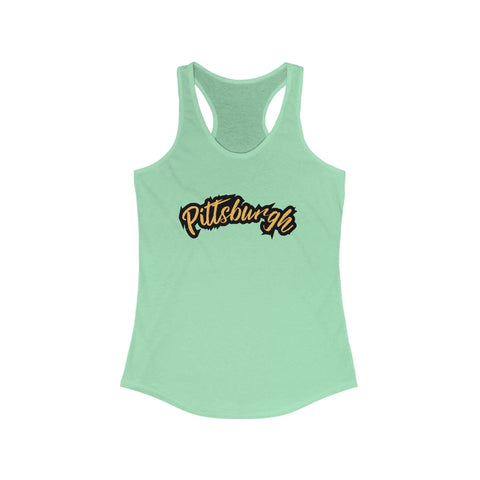 Women's Racerback Tank - Pittsburgh Grunge Next Level 1533 Fitted Lightweight Top Tank Top - YinzerShop