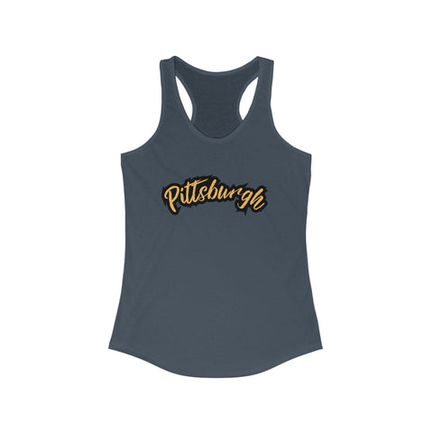 Women's Racerback Tank - Pittsburgh Grunge Next Level 1533 Fitted Lightweight Top Tank Top - YinzerShop