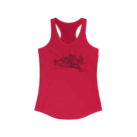 Women's Racerback Tank - Pittsburgh Skyline Slim Fit Lightweight Cotton Blend Top Tank Top - YinzerShop