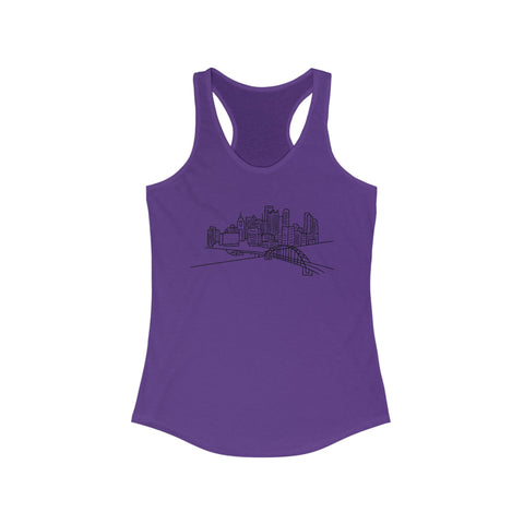 Women's Racerback Tank - Pittsburgh Skyline Slim Fit Lightweight Cotton Blend Top Tank Top - YinzerShop