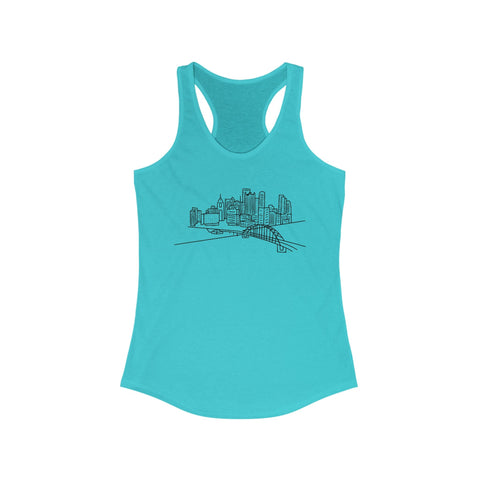 Women's Racerback Tank - Pittsburgh Skyline Slim Fit Lightweight Cotton Blend Top Tank Top - YinzerShop