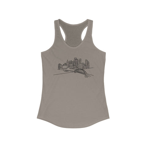 Women's Racerback Tank - Pittsburgh Skyline Slim Fit Lightweight Cotton Blend Top Tank Top - YinzerShop