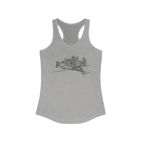 Women's Racerback Tank - Pittsburgh Skyline Slim Fit Lightweight Cotton Blend Top Tank Top - YinzerShop