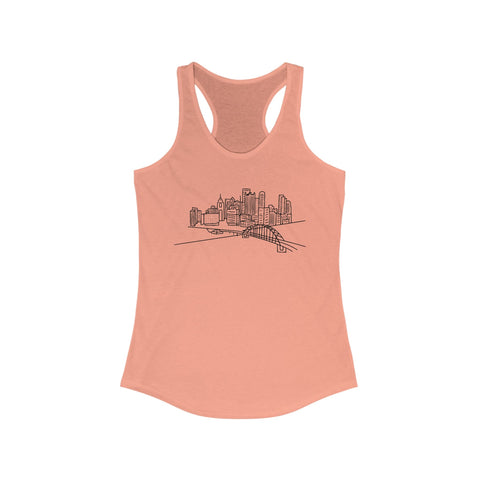 Women's Racerback Tank - Pittsburgh Skyline Slim Fit Lightweight Cotton Blend Top Tank Top - YinzerShop