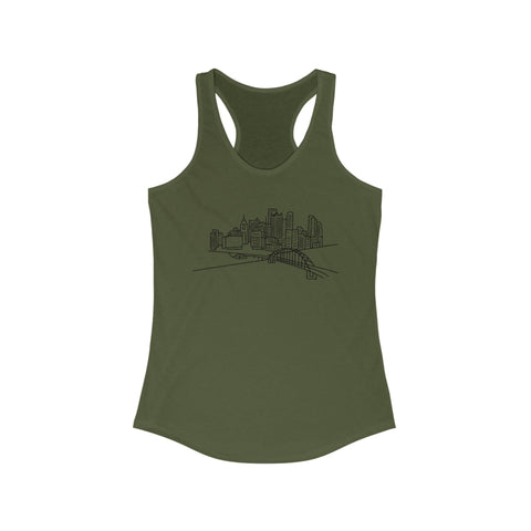 Women's Racerback Tank - Pittsburgh Skyline Slim Fit Lightweight Cotton Blend Top Tank Top - YinzerShop