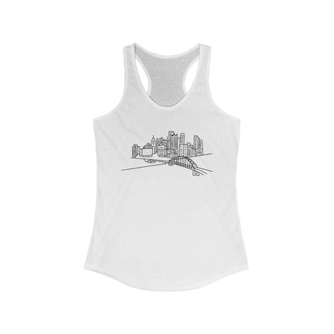 Women's Racerback Tank - Pittsburgh Skyline Slim Fit Lightweight Cotton Blend Top Tank Top - YinzerShop