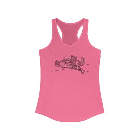 Women's Racerback Tank - Pittsburgh Skyline Slim Fit Lightweight Cotton Blend Top Tank Top - YinzerShop