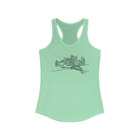 Women's Racerback Tank - Pittsburgh Skyline Slim Fit Lightweight Cotton Blend Top Tank Top - YinzerShop