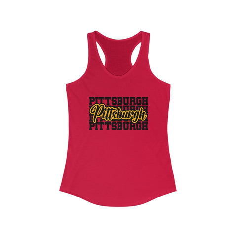 Women's Racerback Tank - Pittsburgh Typography Slim Fit Lightweight Cotton Top Tank Top - YinzerShop