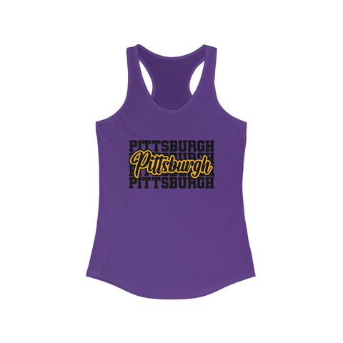 Women's Racerback Tank - Pittsburgh Typography Slim Fit Lightweight Cotton Top Tank Top - YinzerShop