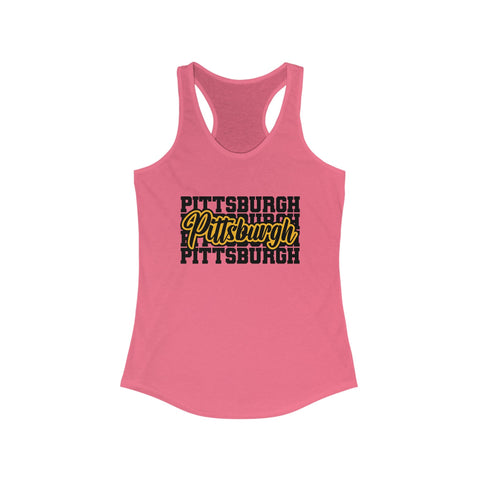 Women's Racerback Tank - Pittsburgh Typography Slim Fit Lightweight Cotton Top Tank Top - YinzerShop