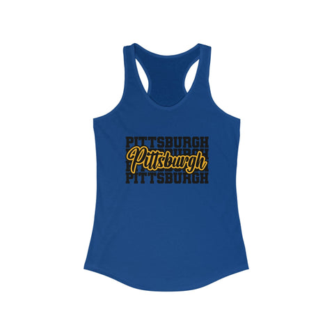 Women's Racerback Tank - Pittsburgh Typography Slim Fit Lightweight Cotton Top Tank Top - YinzerShop