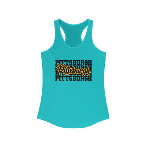 Women's Racerback Tank - Pittsburgh Typography Slim Fit Lightweight Cotton Top Tank Top - YinzerShop