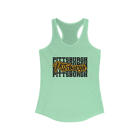 Women's Racerback Tank - Pittsburgh Typography Slim Fit Lightweight Cotton Top Tank Top - YinzerShop