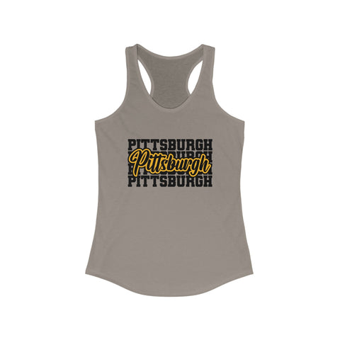 Women's Racerback Tank - Pittsburgh Typography Slim Fit Lightweight Cotton Top Tank Top - YinzerShop
