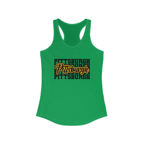 Women's Racerback Tank - Pittsburgh Typography Slim Fit Lightweight Cotton Top Tank Top - YinzerShop
