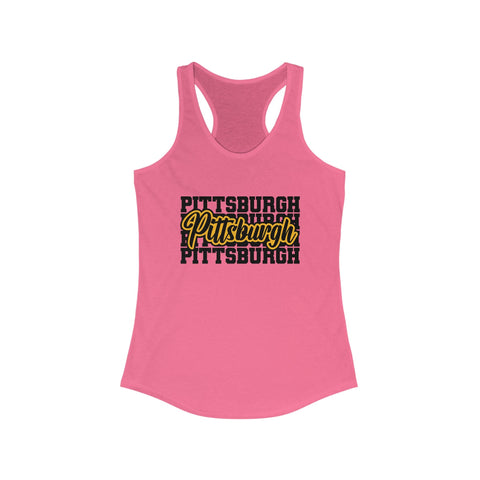 Women's Racerback Tank - Pittsburgh Typography Slim Fit Lightweight Cotton Top Tank Top - YinzerShop
