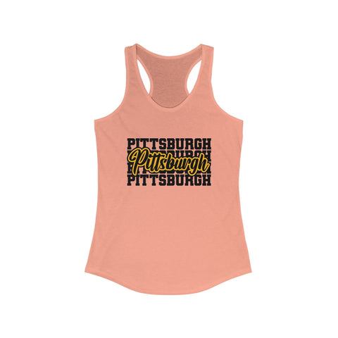 Women's Racerback Tank - Pittsburgh Typography Slim Fit Lightweight Cotton Top Tank Top - YinzerShop