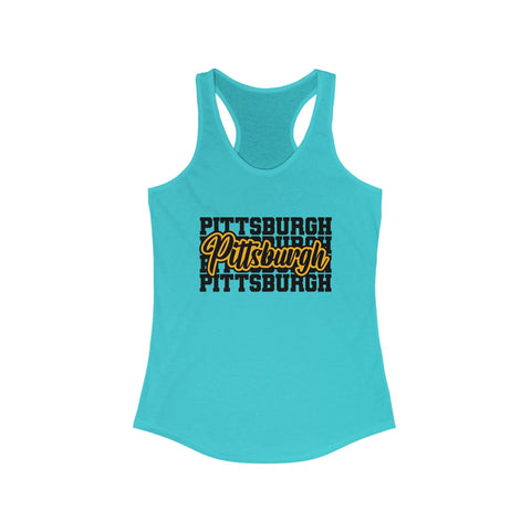 Women's Racerback Tank - Pittsburgh Typography Slim Fit Lightweight Cotton Top Tank Top - YinzerShop