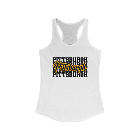 Women's Racerback Tank - Pittsburgh Typography Slim Fit Lightweight Cotton Top Tank Top - YinzerShop