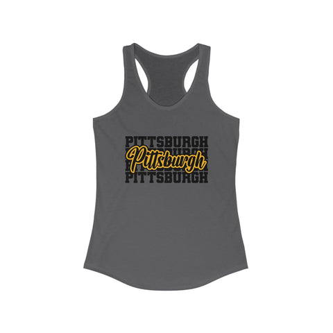 Women's Racerback Tank - Pittsburgh Typography Slim Fit Lightweight Cotton Top Tank Top - YinzerShop