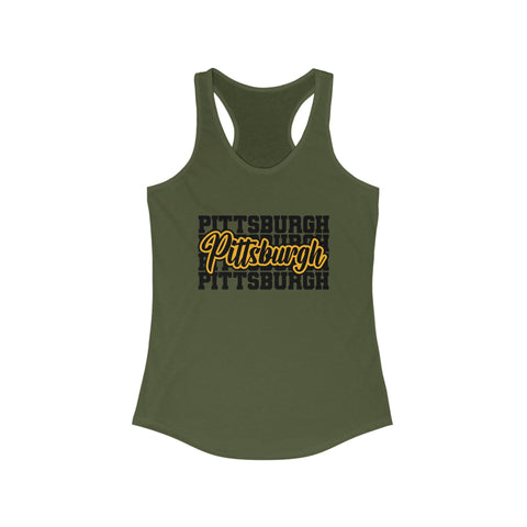 Women's Racerback Tank - Pittsburgh Typography Slim Fit Lightweight Cotton Top Tank Top - YinzerShop