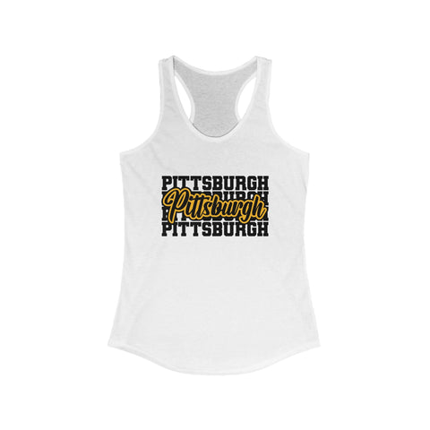 Women's Racerback Tank - Pittsburgh Typography Slim Fit Lightweight Cotton Top Tank Top - YinzerShop
