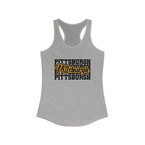 Women's Racerback Tank - Pittsburgh Typography Slim Fit Lightweight Cotton Top Tank Top - YinzerShop