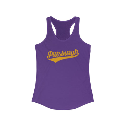 Women's Racerback Tank - Pittsburgh Varsity Retro Slim Fit Cotton Top Tank Top - YinzerShop