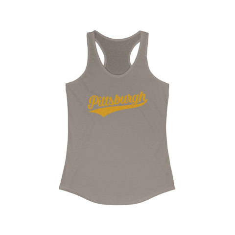 Women's Racerback Tank - Pittsburgh Varsity Retro Slim Fit Cotton Top Tank Top - YinzerShop